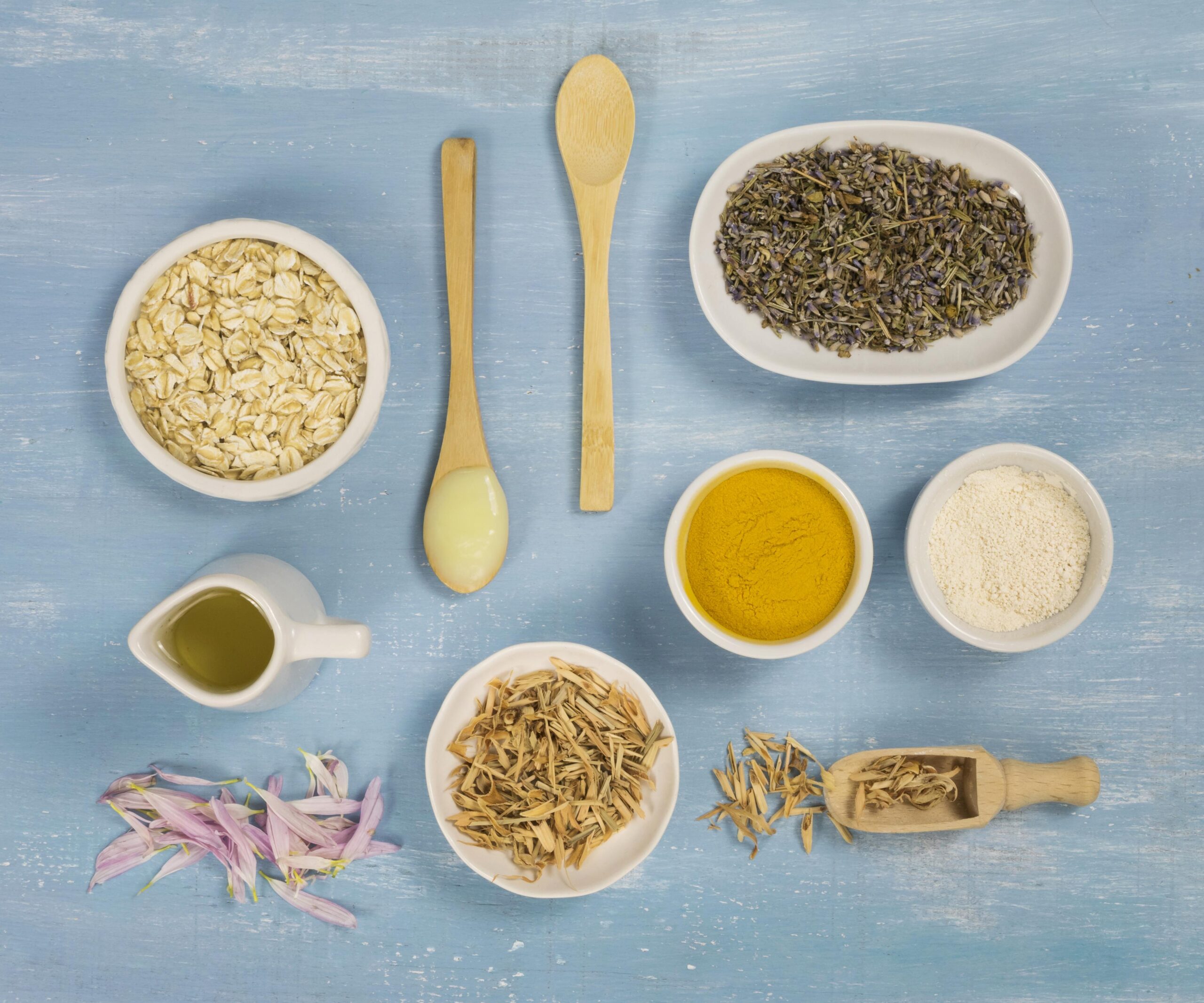 top view medicinal herbs spices scaled