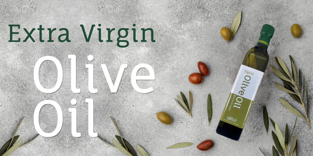 Assorted bottles of extra virgin olive oil